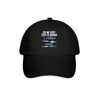 Ask Me About Sharks Ocean Wildlife Shark Types - Baseball Cap - black/black - Front