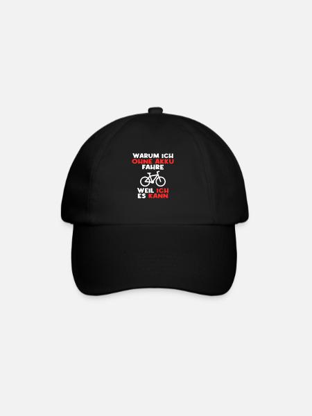 Fahrrad ohne Akku Spruch - Baseballkappe - Schwarz/Schwarz