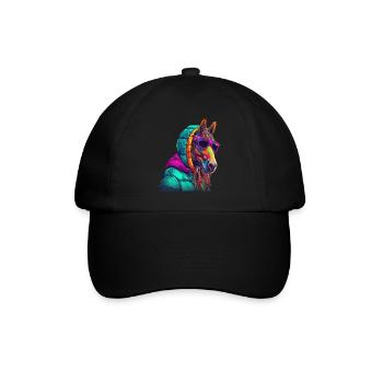 Pferd mit Sonnenbrille Bunt Coole Pferde - Baseballkappe - Schwarz/Schwarz - Vorne