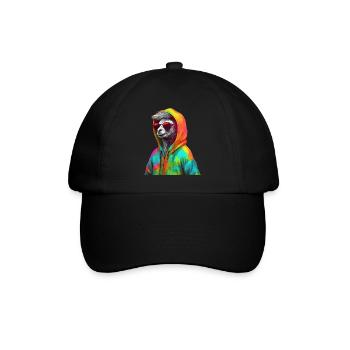 Llama with Sunglasses Colorful Cool Alpaca Llama - Baseball Cap - black/black - Front