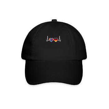Mongolia Germany Heartbeat Flag Mongolian - Baseball Cap - black/black - Front