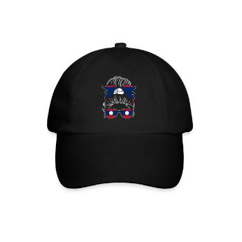 Awesome Laotian Girl Messy Bun Laos Flag For The - Baseball Cap - black/black - Front