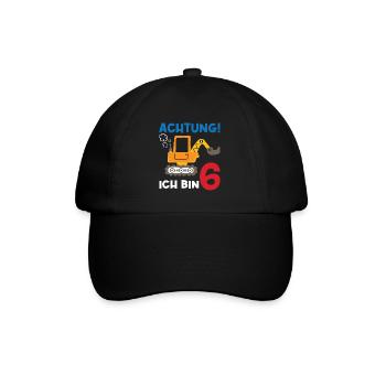 Achtung Ich bin Sechs - Baseballkappe - Schwarz/Schwarz - Vorne