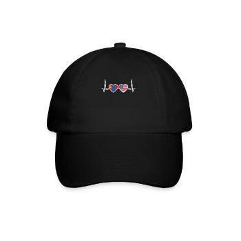 Mongolia USA Heartbeat Flag Mongolian - Baseball Cap - black/black - Front