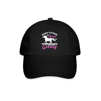 Geboren Um Mit Meiner Oma Zu Reiten - Baseballkappe - Schwarz/Schwarz - Vorne