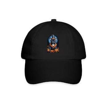 Französische Bulldogge Mit Hexenhut Halloween - Baseballkappe - Schwarz/Schwarz - Vorne