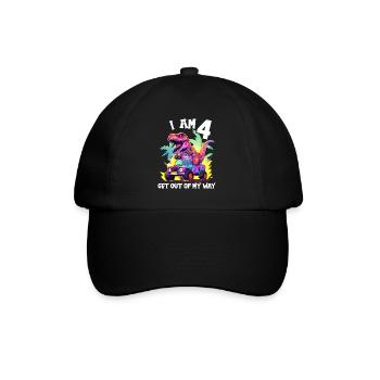 T-Rex Drives Monster Truck I'm 4th Birthday - Baseball Cap - black/black - Front