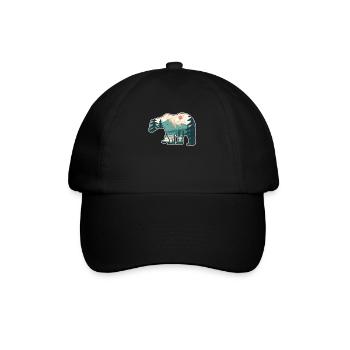 Wandern Berge Wildlife Natur Tier Bär Outdoor Wald - Baseballkappe - Schwarz/Schwarz - Vorne