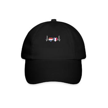 Niederlande Frankreich Herzschlag Flagge - Baseballkappe - Schwarz/Schwarz - Vorne