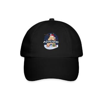 Awesome Andre Name w Santa Hat in Xmas Theme - Baseball Cap - black/black - Front