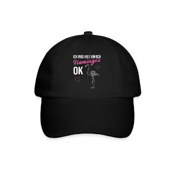 Flamingo & Herzen Liebevoll Kreativ Geschenk - Baseballkappe - Schwarz/Schwarz - Vorne