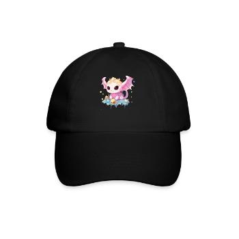 Pastellfarbener Gothic-Liebhaber Soft Grunge Axolotl Ästhetik - Baseballkappe - Schwarz/Schwarz - Vorne