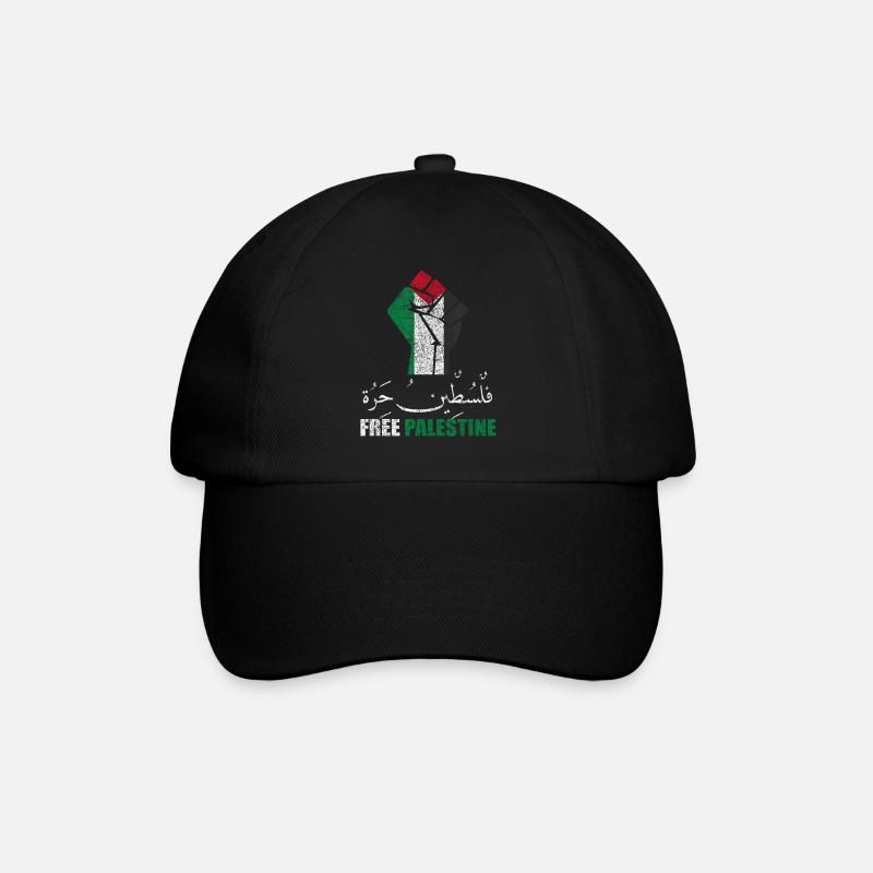 Free Palestine Faust - Baseballkappe - Schwarz/Schwarz
