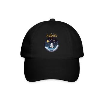 Niedlicher Geist schaukelt zu Halloween am Himmel - Baseballkappe - Schwarz/Schwarz - Vorne