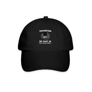 Junggesellenabschied Hochzeit Bräutigam Wolf - Baseballkappe - Schwarz/Schwarz - Vorne