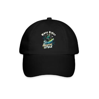Lustiger Surfer, Der Skelett-strand-stoke-brandung - Baseballkappe - Schwarz/Schwarz - Vorne