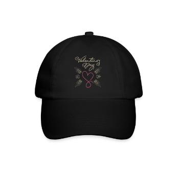 Valentinstag minimalistisch, Typografie und Herz - Baseballkappe - Schwarz/Schwarz - Vorne