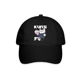 Kung Fu Cat Katzenmama - Baseballkappe - Schwarz/Schwarz - Vorne