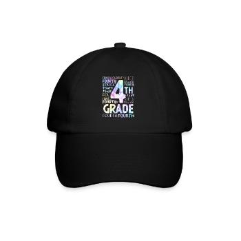 Tie Dye 4th Grade Typography Team Fourth Grade - Baseball Cap - black/black - Front