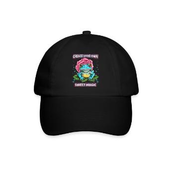 Lustiger Frosch, Cottagecore Spruch, Faecore - Baseballkappe - Schwarz/Schwarz - Vorne