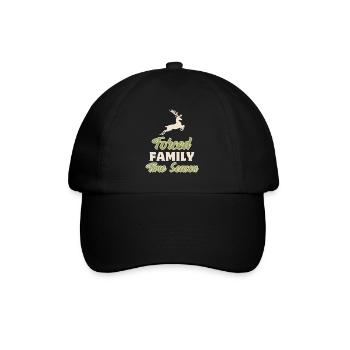 Ironischer Weihnachts-Spruch, springender Hirsch - Baseballkappe - Schwarz/Schwarz - Vorne