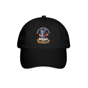Easily Distracted By Books And Dragons: Dragons - Baseball Cap - black/black - Front