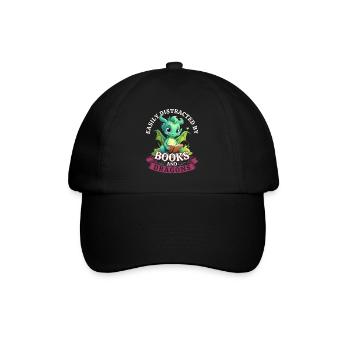 Easily Distracted By Books And Dragons: Dragons - Baseball Cap - black/black - Front