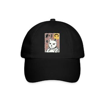 A vintage cartoon space kitten - Baseball Cap - black/black - Front