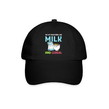 We Go Together Like Milk And Cereal Frühstück - Baseballkappe - Schwarz/Schwarz - Vorne