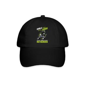 Motocross Kinder Dirtbike Geschenk Cross - Baseballkappe - Schwarz/Schwarz - Vorne