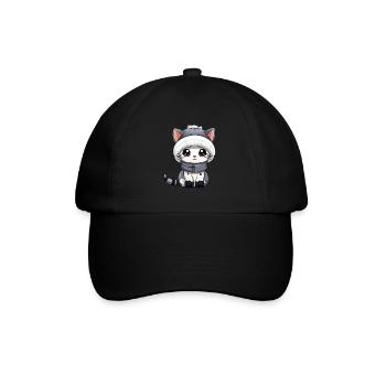 Cat Winter Comic Cute - Baseball Cap - black/black - Front