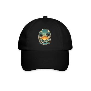 Surfing Beach Palm Tree Sunshine Holidays - Baseball Cap - black/black - Front