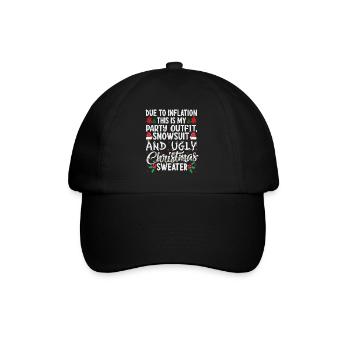 Due to Inflation - lustiger Weihnachtsspruch - Baseballkappe - Schwarz/Schwarz - Vorne