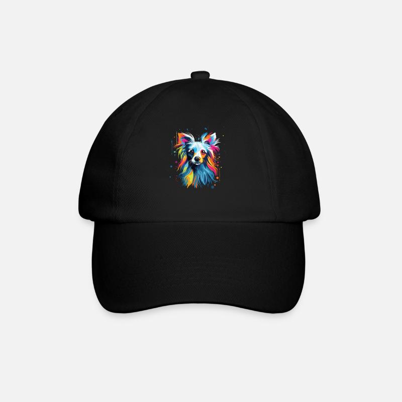 Wasserfarben Farbenfroher Chinesischer Schopfhund - Baseballkappe - Schwarz/Schwarz