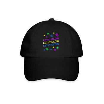 Let it Glow Bunte Schneeflocken Festlich - Baseballkappe - Schwarz/Schwarz - Vorne