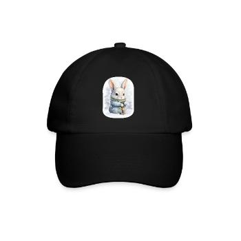 Lapin dans la magie de la neige - Casquette classique - noir/noir - Devant