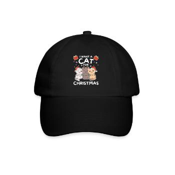 I Want A Cat For Christmas Cute Cats - Baseball Cap - black/black - Front
