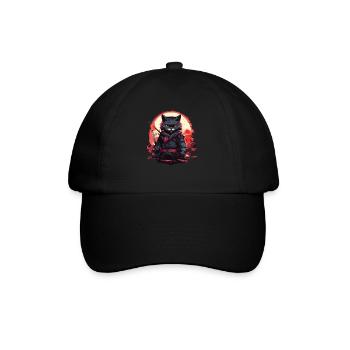 Japanese Samurai Cat Japan Aesthetic Cat Lover - Baseball Cap - black/black - Front