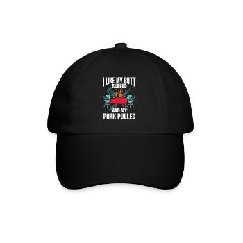 BBQ Pulled Pork Schwein Grill - Baseballkappe - Schwarz/Schwarz - Vorne