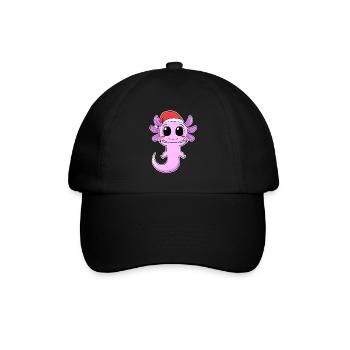 Axolotl Weihnachten - Baseballkappe - Schwarz/Schwarz - Vorne