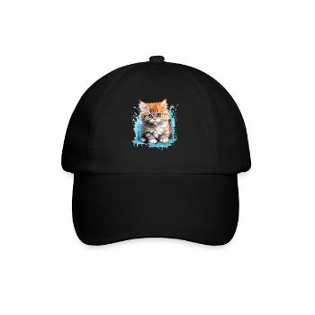 Persian Cat Perser Katze - Baseballkappe - Schwarz/Schwarz - Vorne