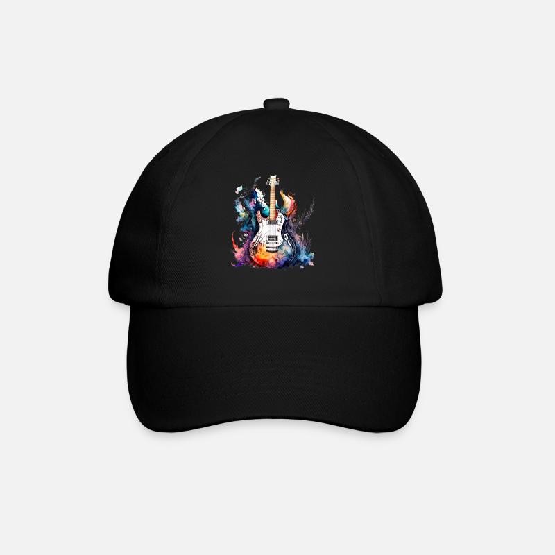 Eine schöne Musik Gitarre gemalt in Wasserfarben - Baseballkappe - Schwarz/Schwarz