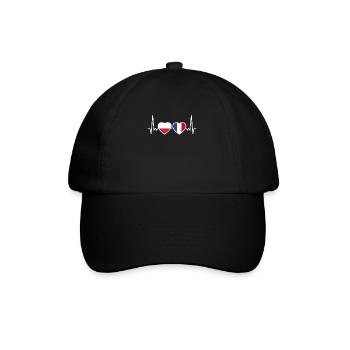 Pologne France Heartbeat Flag Polonais - Casquette classique - noir/noir - Devant