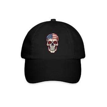 Skull with American flag - Baseball Cap - black/black - Front