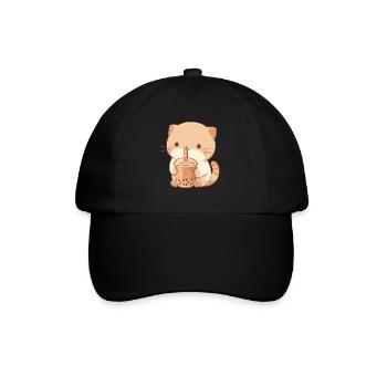 Boissons pour chats kawaii Boba Bubble Tea Chibi - Casquette classique - noir/noir - Devant
