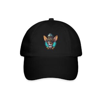 Retro Steampunk Sci-Fi Chihuahua Dogs Design - Baseball Cap - black/black - Front