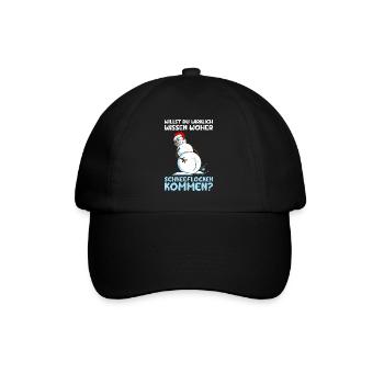 Schneemann Willst du Wissen Woher Schneeflocken - Baseballkappe - Schwarz/Schwarz - Vorne