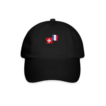 Suisse France Vintage Drapeau Suisse - Casquette classique - noir/noir - Devant