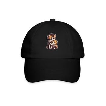 Süßes ausgefallenes Kätzchen | Liebe Katzenfreunde - Baseballkappe - Schwarz/Schwarz - Vorne