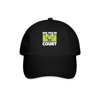 See You In Court Tennisschläger Tennistrainer - Baseballkappe - Schwarz/Schwarz - Vorne